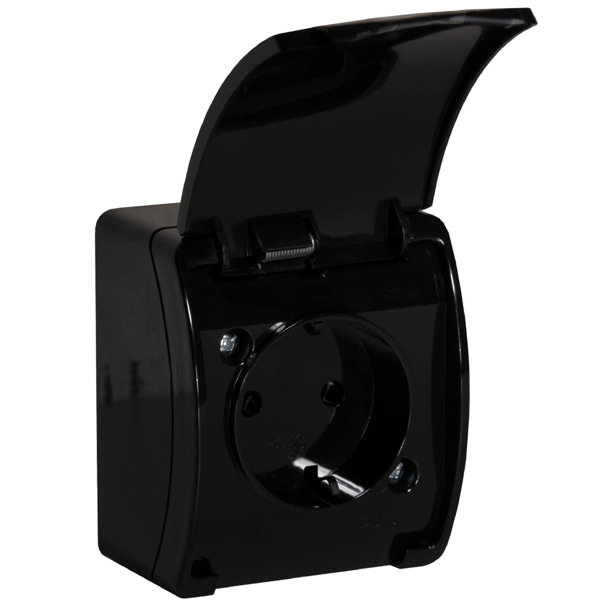 orno electrical outlet aquatic ip44 black