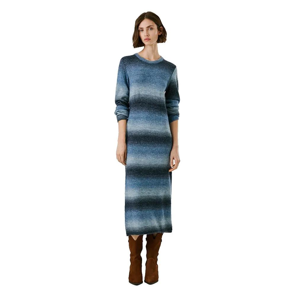 pepe jeans long sleeve dress colombe blue m