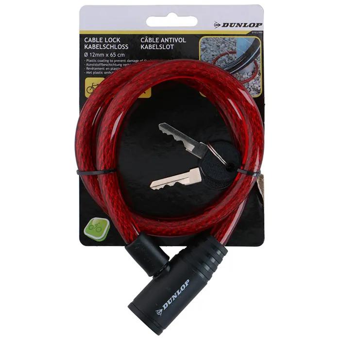 dunlop bicycle lock spiral key 65cm red