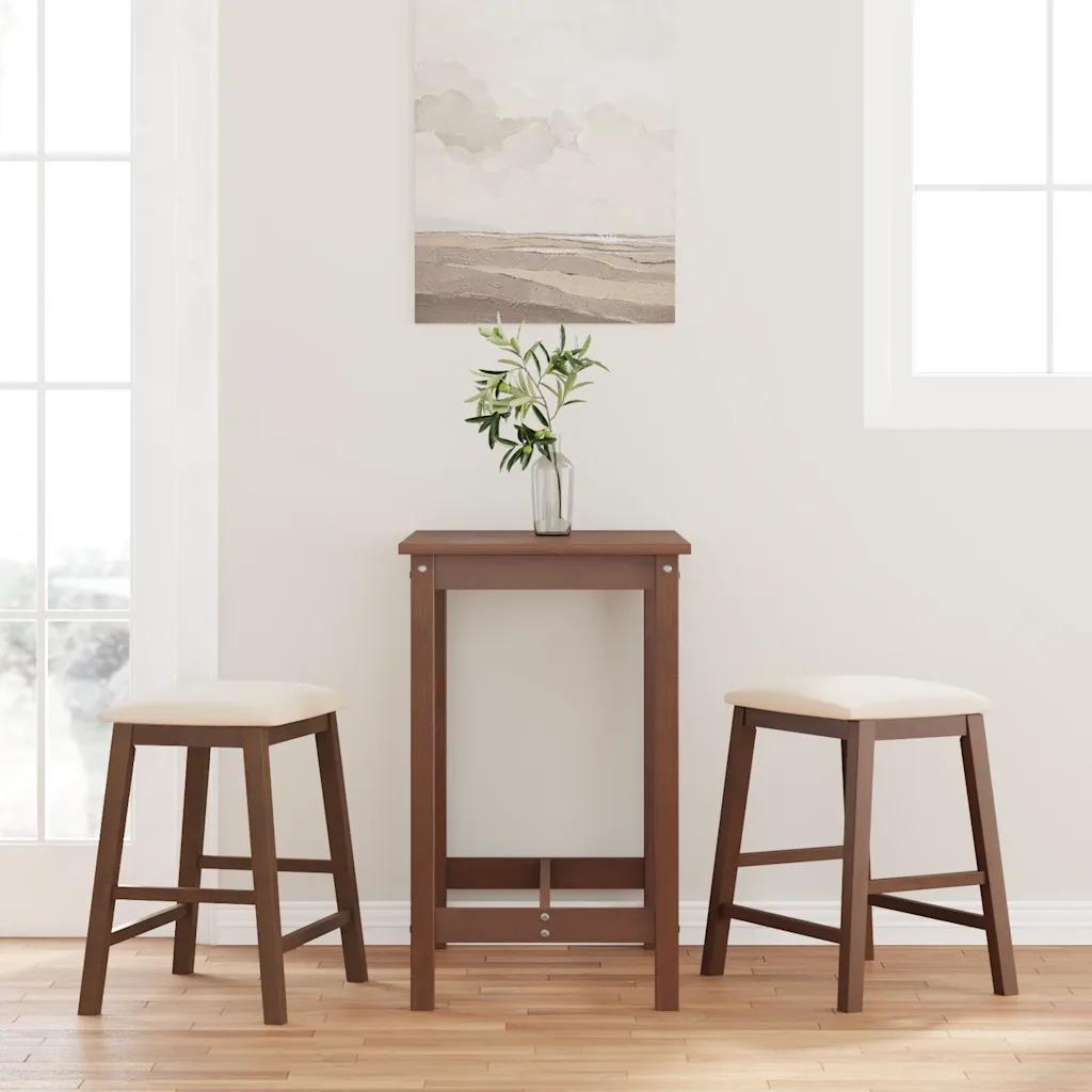 vidaxl bar stools with cushions 2 pcs brown rubberwood