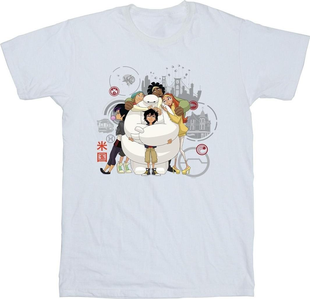 disney t-shirt big hero 6 baymax group hug white