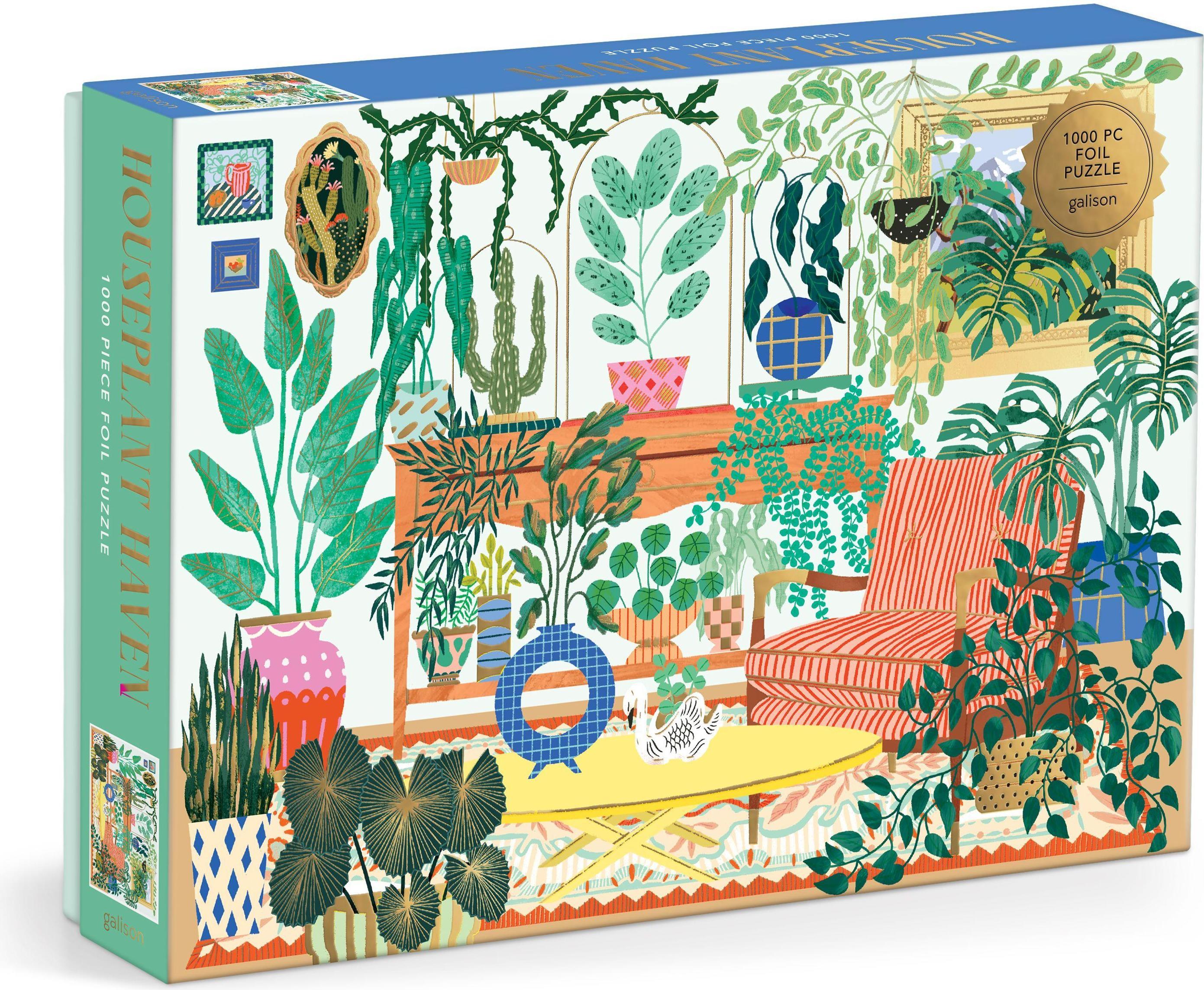 galison foil puzzle houseplant haven 1000 pieces