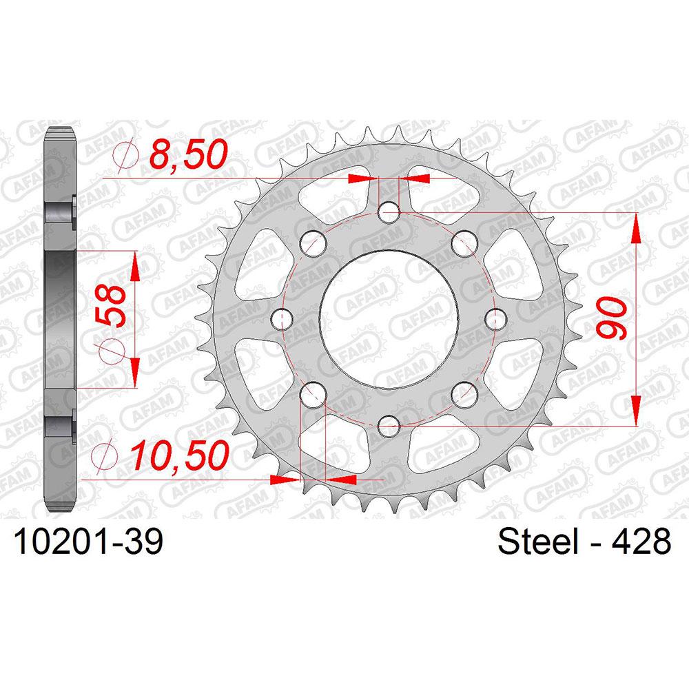 afam rear sprocket steel 10201 39t