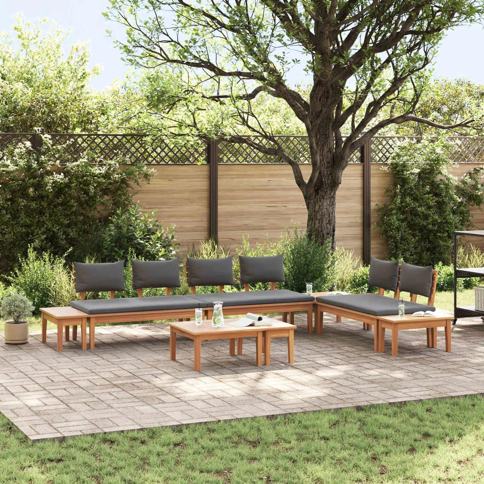 vidaxl garden sofa set 5 pcs brown/gray