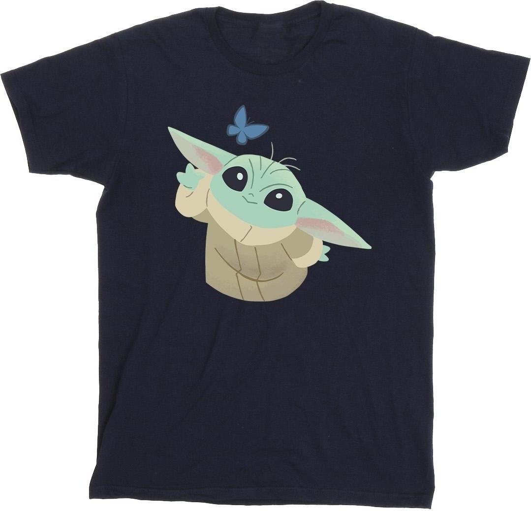 star wars t-shirt mandalorian butterfly catching 5xl navy blue
