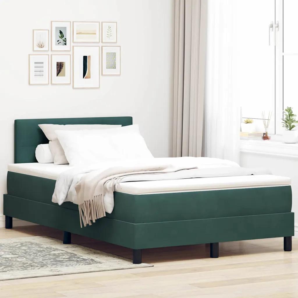 vidaxl boxspring bed with mattress dark green 120 x 190 cm velvet