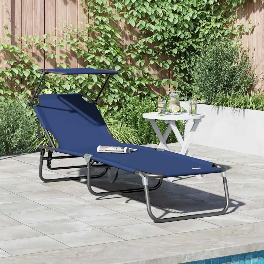 vidaxl foldable sun lounger blue 190 x 57 x 81 cm