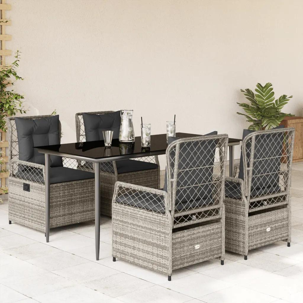 vidaxl outdoor dining furniture set 5 pcs grey
