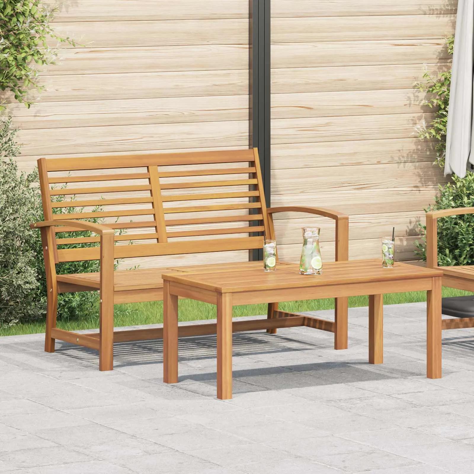 vidaxl garden bench and table set 2 pcs brown solid teak