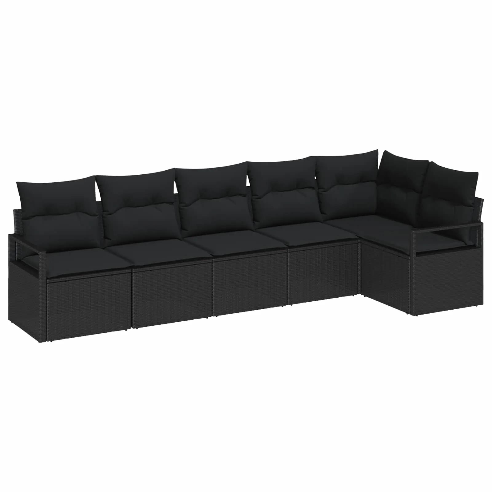 vidaxl sofa set 6 pcs black poly-rattan