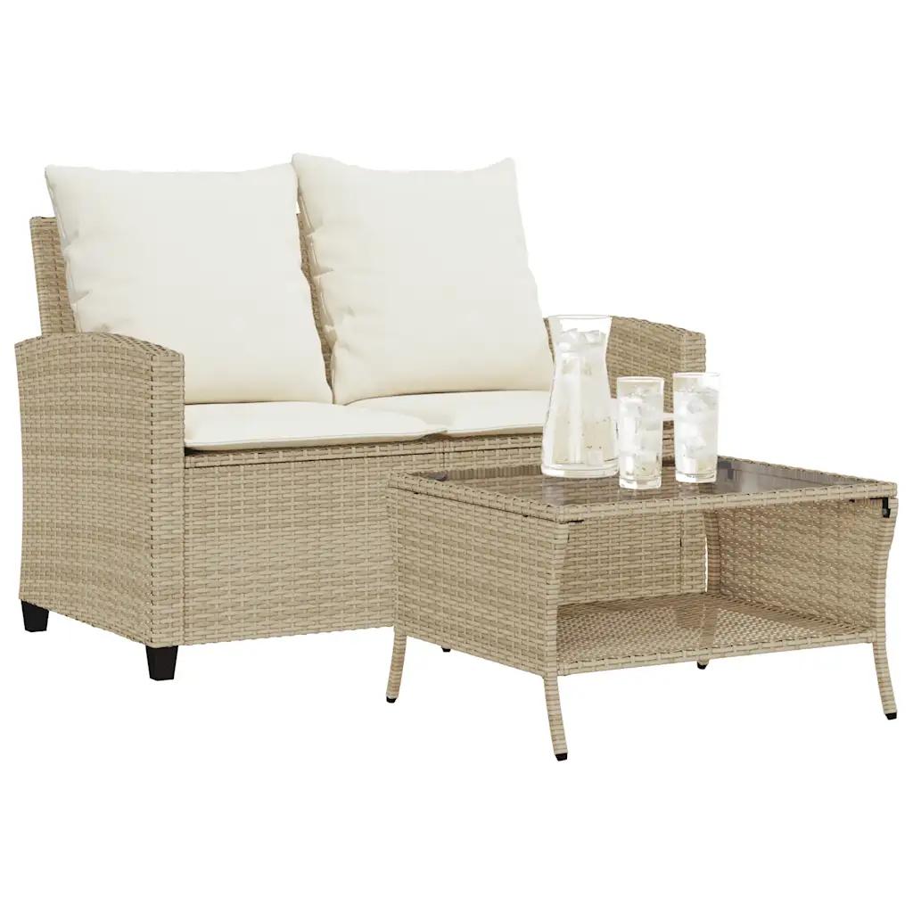 vidaxl garden sofa 2 seater beige poly rattan