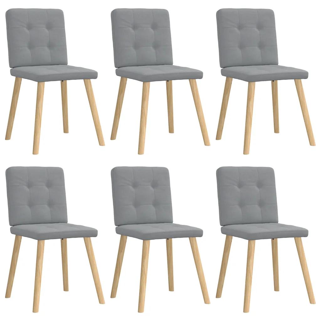 vidaxl dining chairs 6 pcs grey fabric