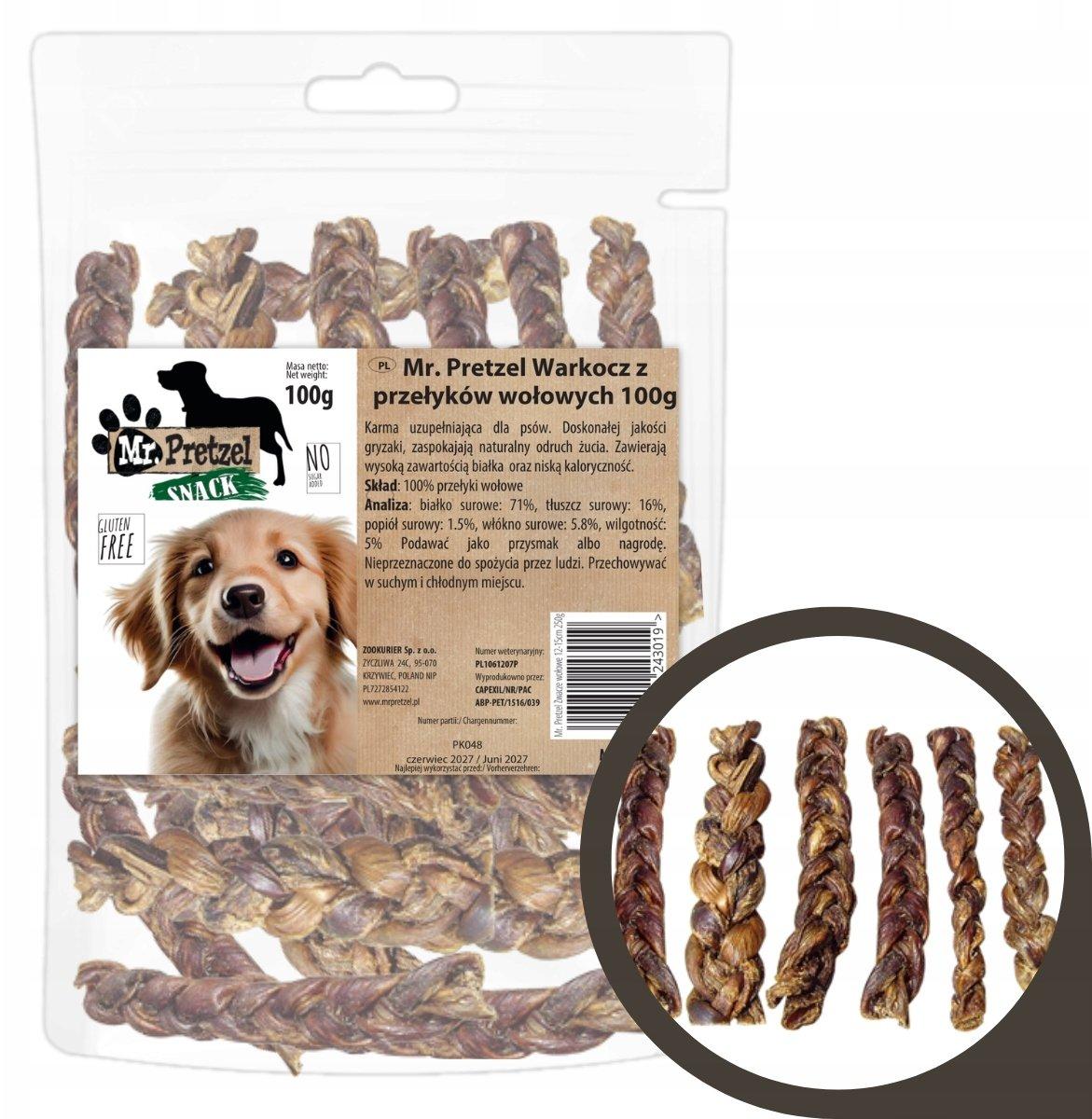 oners dog treats beef esophagus braid 100g