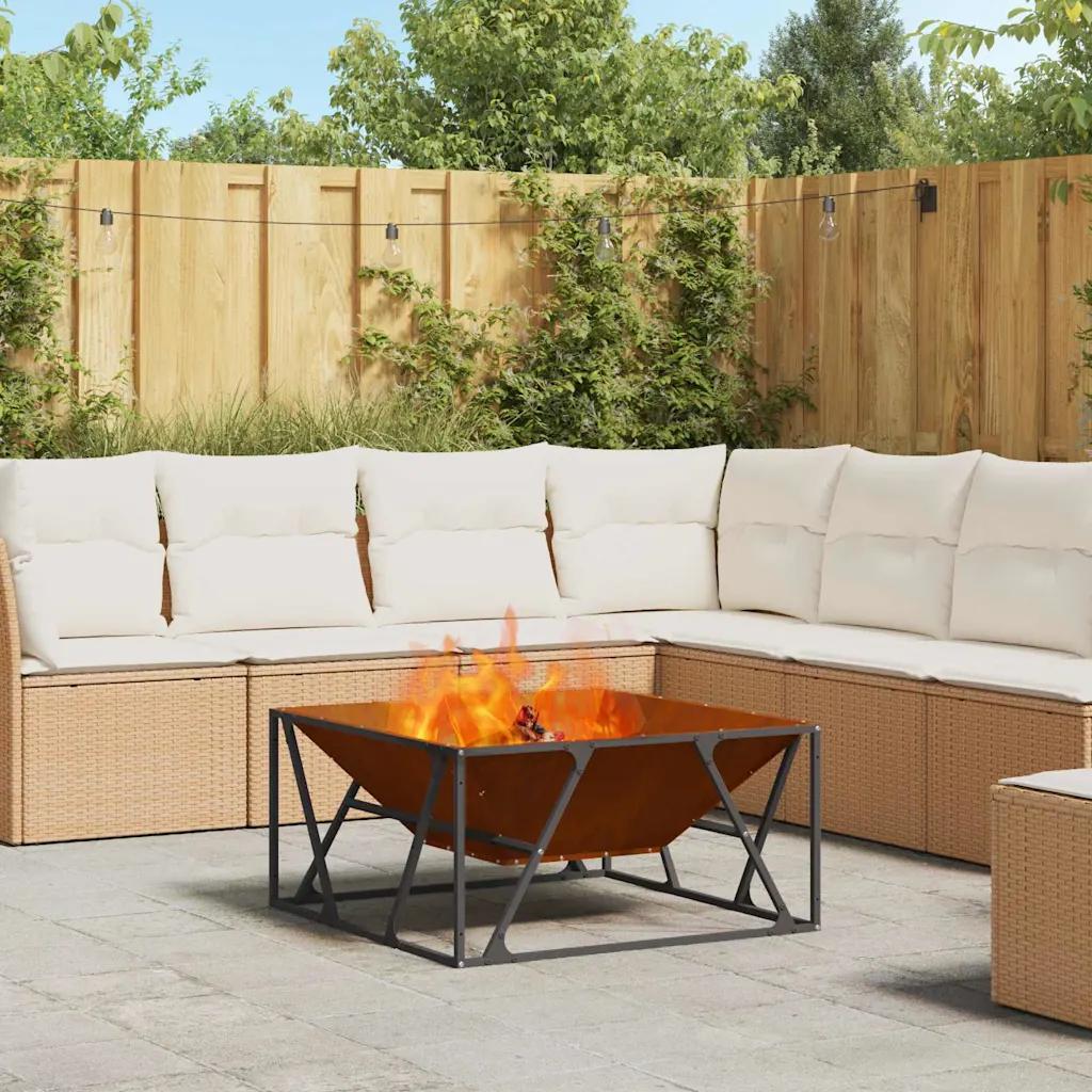 vidaxl fire pit brown 80x80x40 cm steel