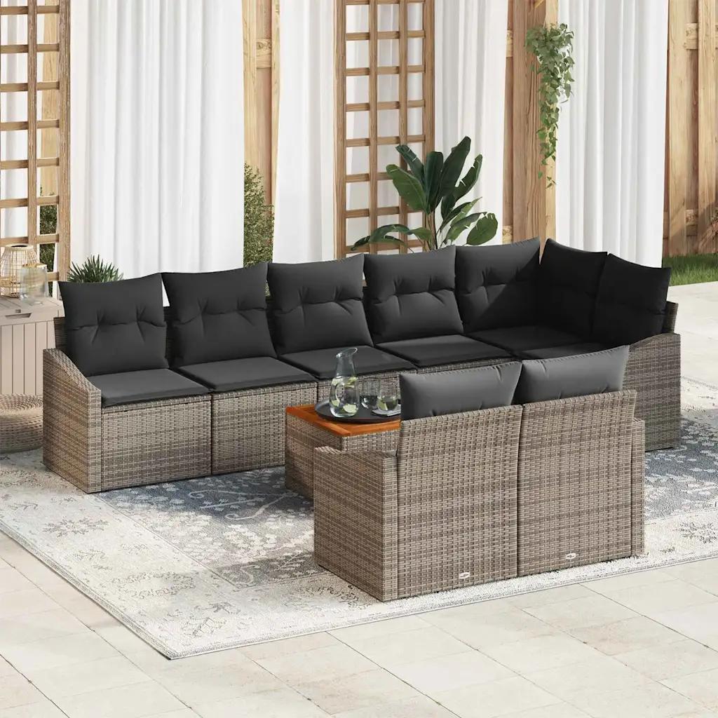 vidaxl garden sofa set 9 pcs grey poly rattan