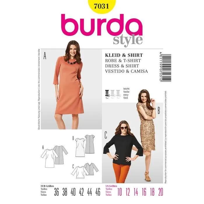 burda sewing pattern 7031 dress and t-shirt fr 36-46