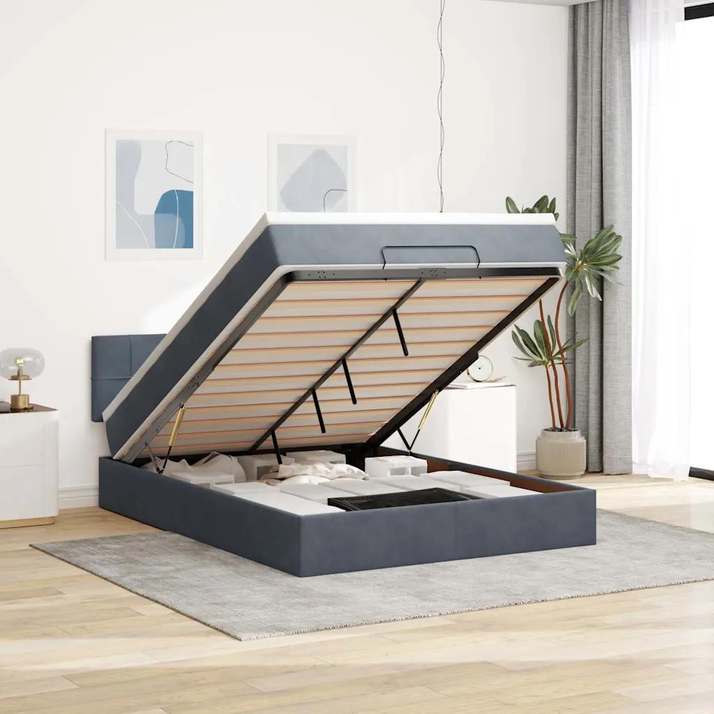 vidaxl ottoman bed with mattress dark gray 140x190 cm velvet