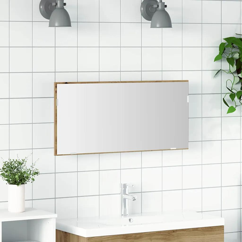 vidaxl bathroom mirror cabinet artisan oak 80x37 cm led