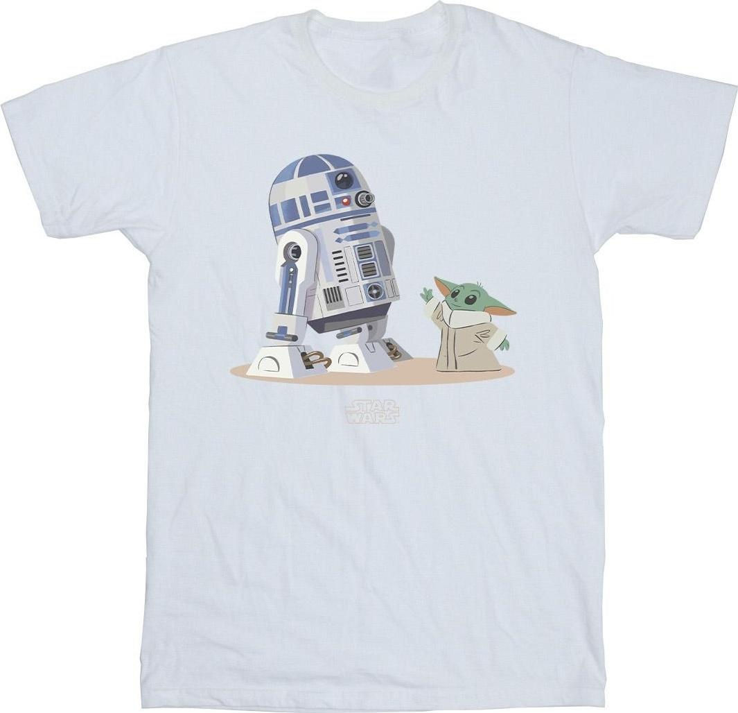 star wars t-shirt mandalorian r2d2 and grogu white s