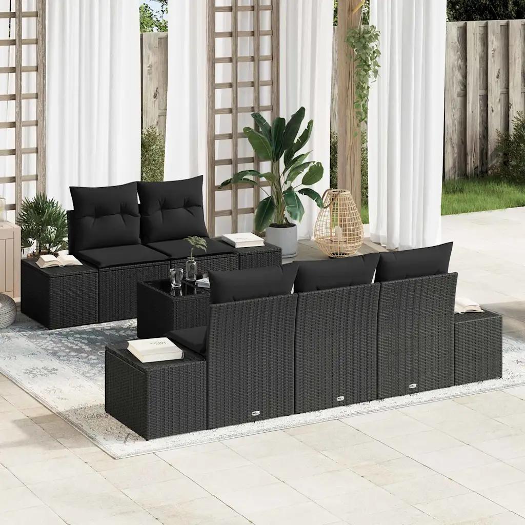 vidaxl garden sofa set modular black 6 pcs