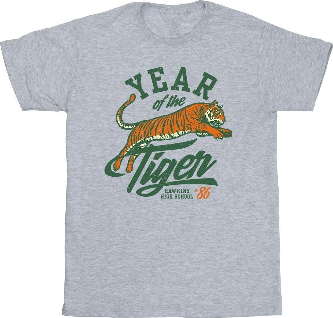 netflix t-shirt stranger things hawkins year of the tiger 5xl gray