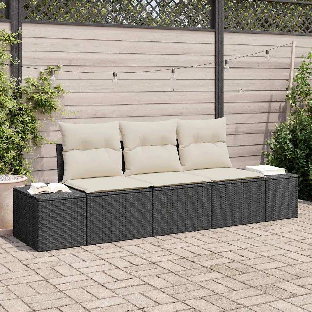 vidaxl garden sofa set 3 pcs black/cream