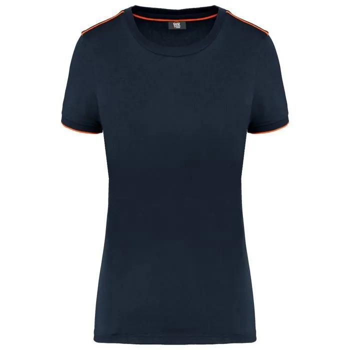 wk t-shirt designed to work day to day navy/fluorescent orange m