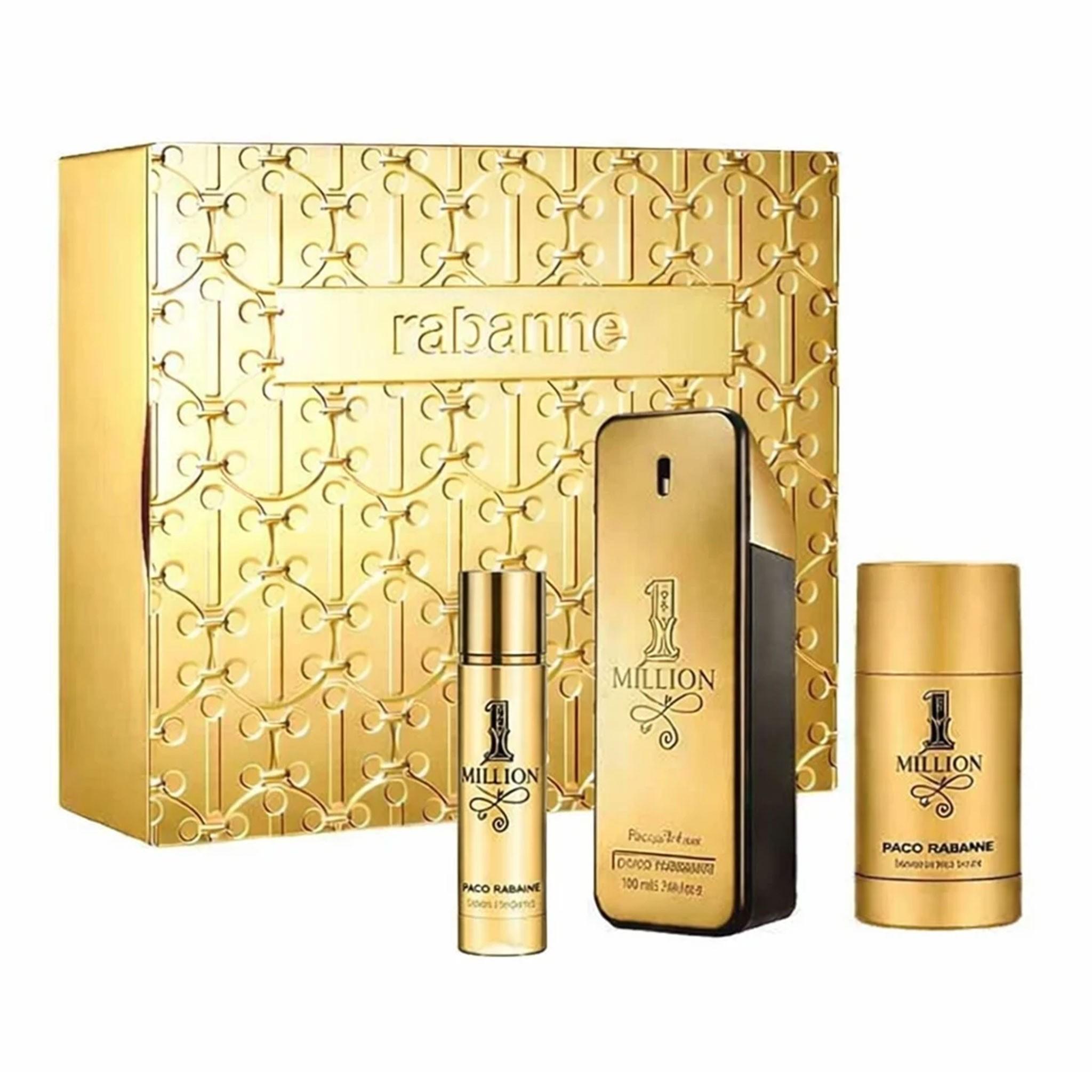 paco rabanne perfume kit 1 million edt 100ml + edt 10ml + stick 75ml