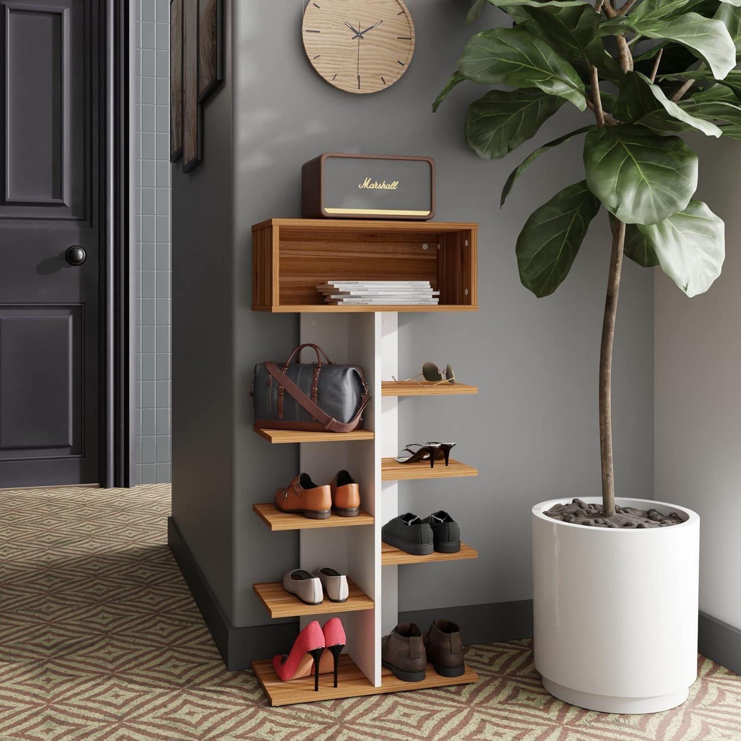 levira bookcase zargun walnut/white 55x28x121cm