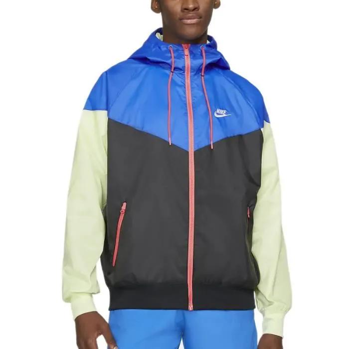 nike hooded jacket windrunner black/blue m