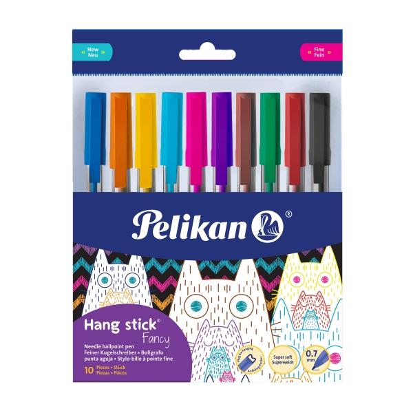 pelikan ballpoint pens hang stick assorted colors 10 pack