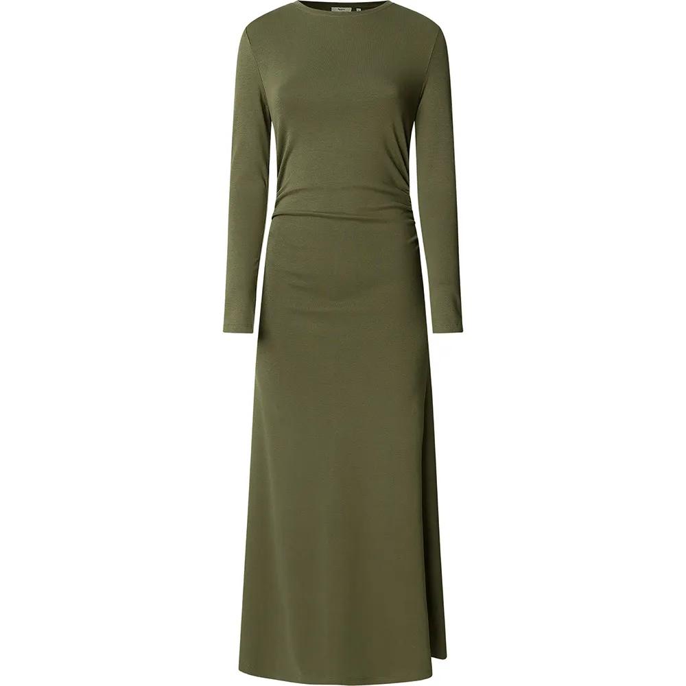 pepe jeans maxi dress bibiera long sleeve green m