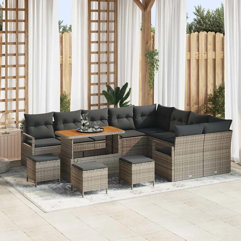 vidaxl garden sofa set 13 pcs grey poly rattan