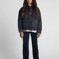 minoti denim jacket plain patch pocket girls