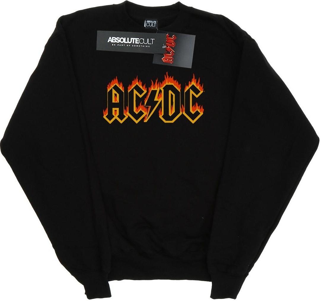 ac/dc sweatshirt flames logo black s