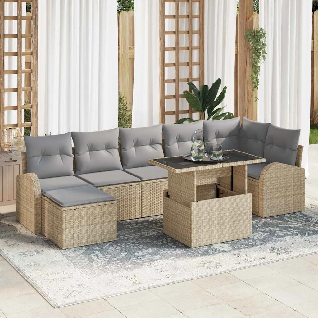 vidaxl garden sofa set 8 pcs beige poly rattan