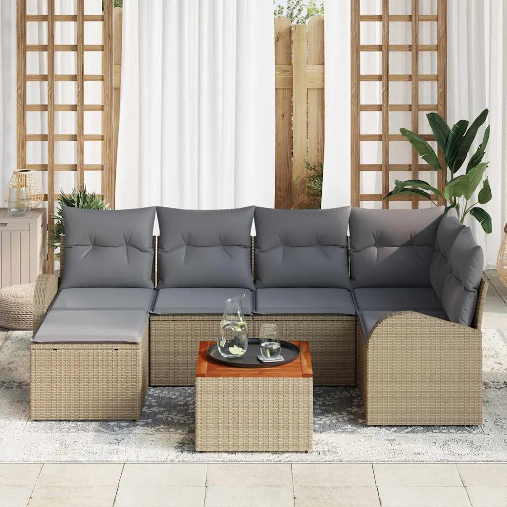 vidaxl garden sofa set 7 pcs beige/gray