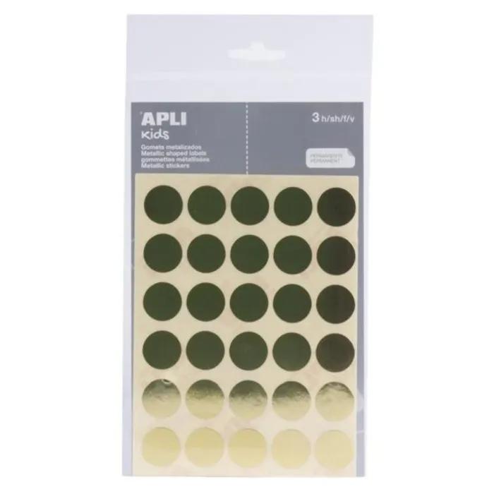 apli stickers round metallic 20mm gold 90 pack