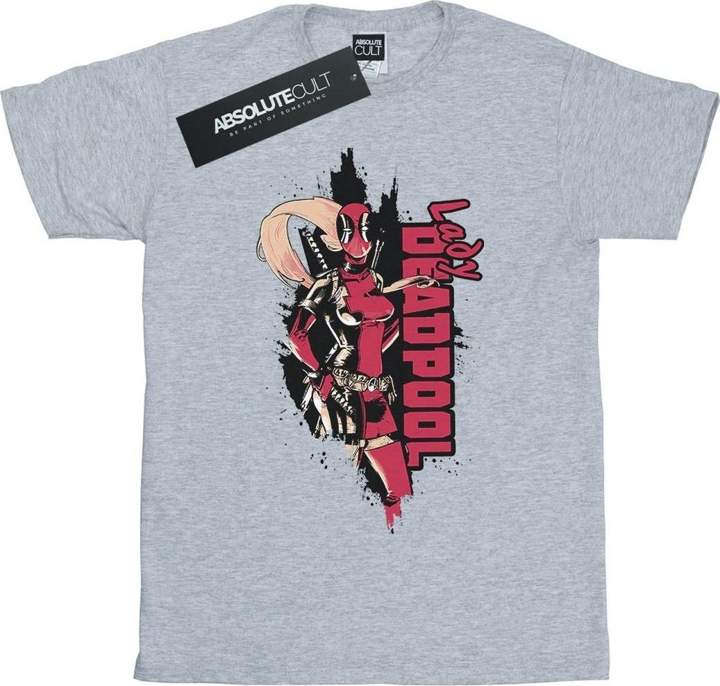 marvel t-shirt lady deadpool grey xl