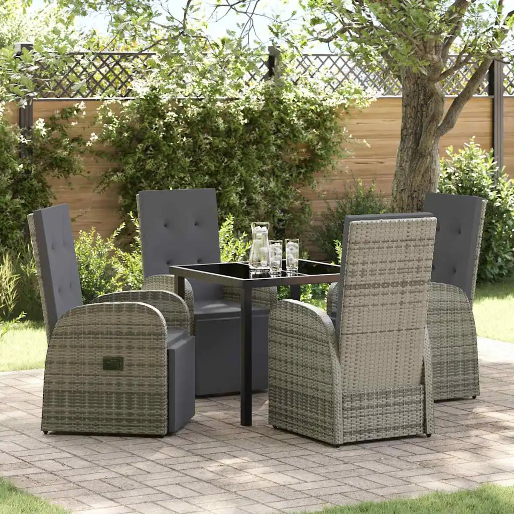 vidaxl garden dining set 5 pcs grey poly rattan