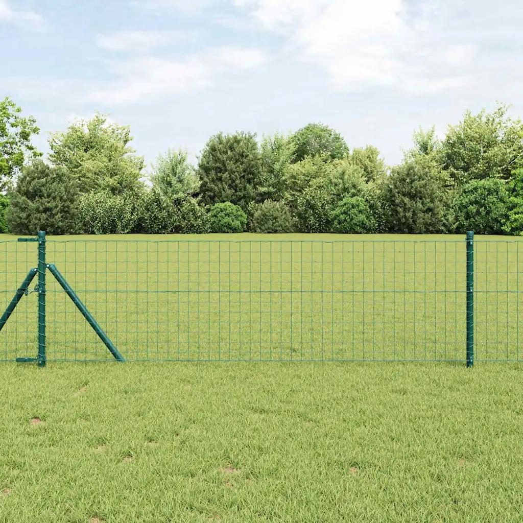 vidaxl fence panel green 0.8x25m steel and pvc