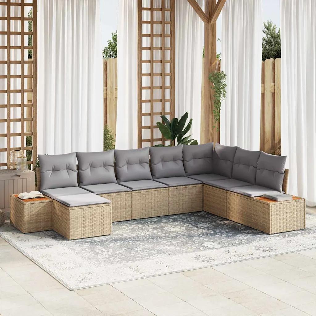 vidaxl garden sofa set 9 pcs beige/gray