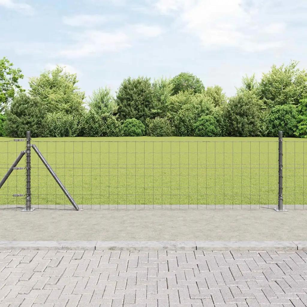 vidaxl fence panel with posts gray 0.4x25m steel and pvc