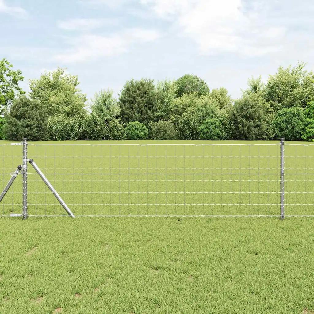 vidaxl garden fence silver 0.4 x 25 m steel and pvc
