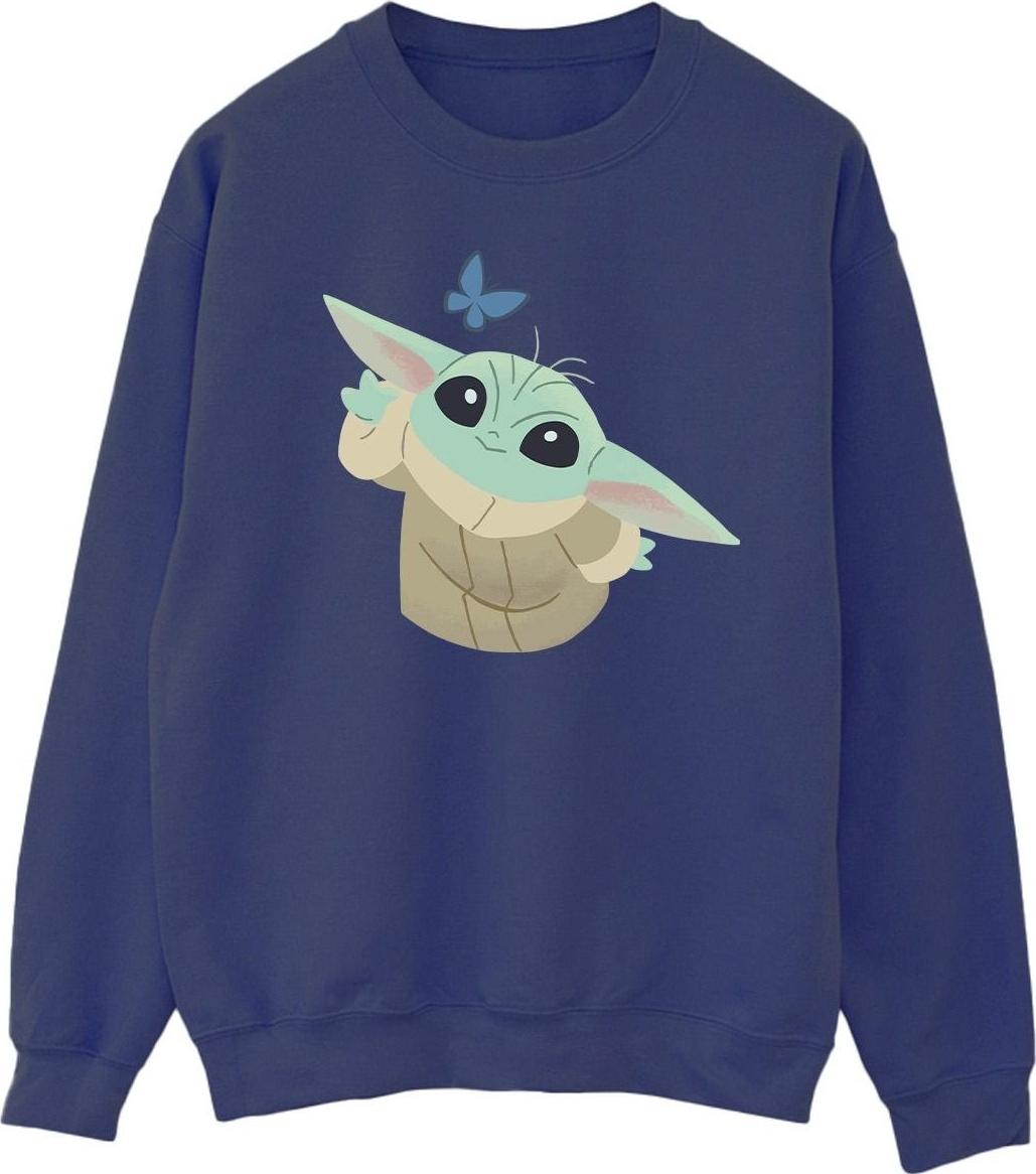 star wars sweatshirt the mandalorian butterfly catching navy blue