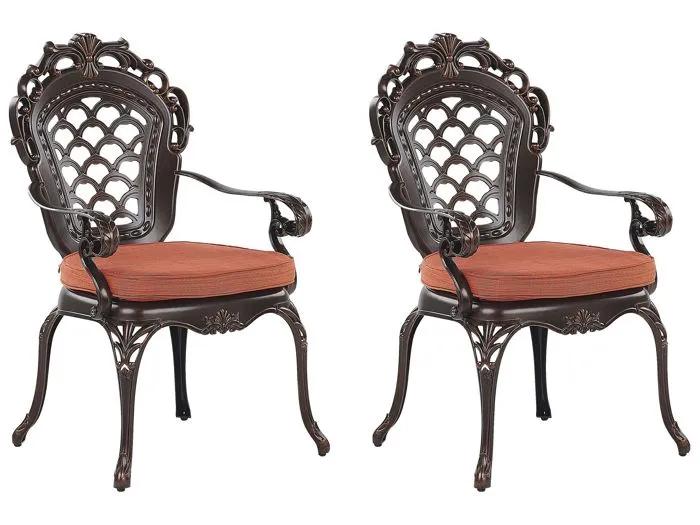 beliani garden chair set lizzano dark brown 2 pcs