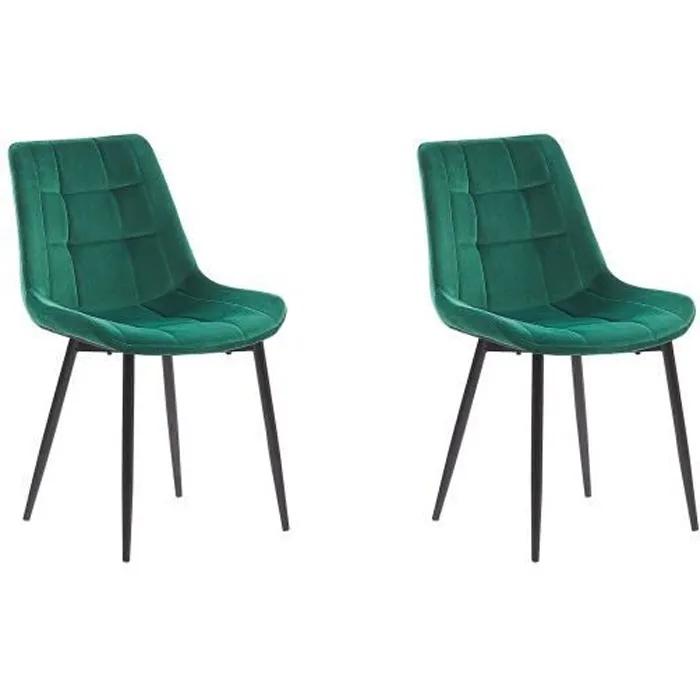 beliani dining chairs melrose dark green velvet 2 pack