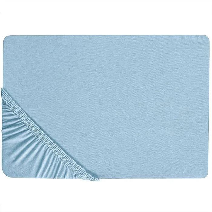 beliani fitted sheet hofuf cotton 140x200cm blue