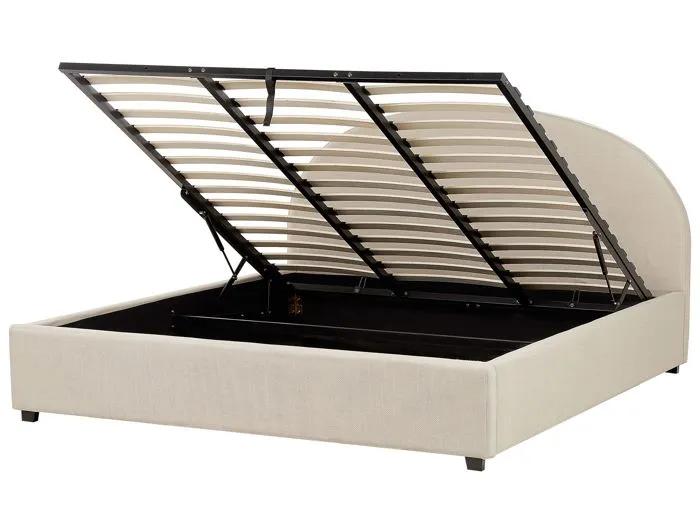 beliani bed with storage vaucluse beige 180x200 cm
