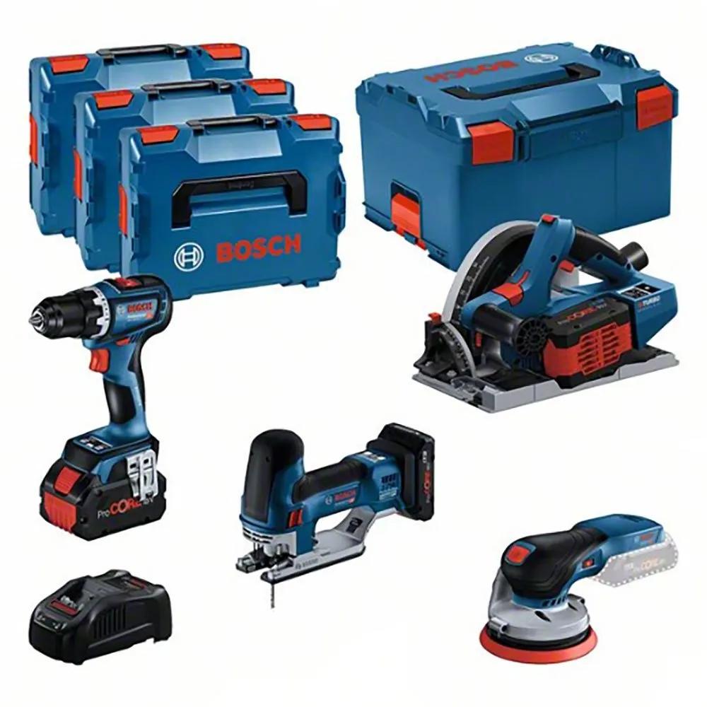 bosch power tool kit gsr 18v-90c gkt 18v-52gc gst 18v-155sc gex 18v-125 3 batteries